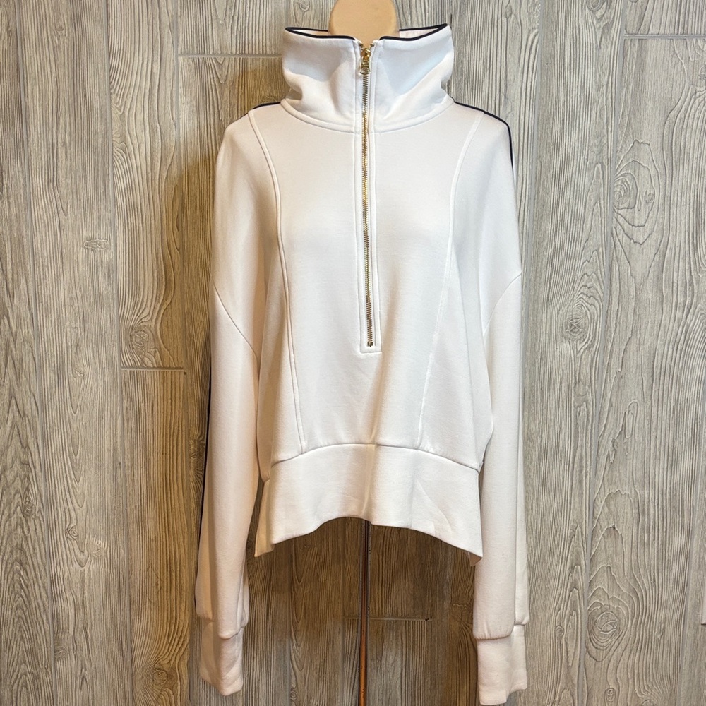 Varley Davenport Half-Zip White Doublesoft Sporty Sweatshirt-Size XL